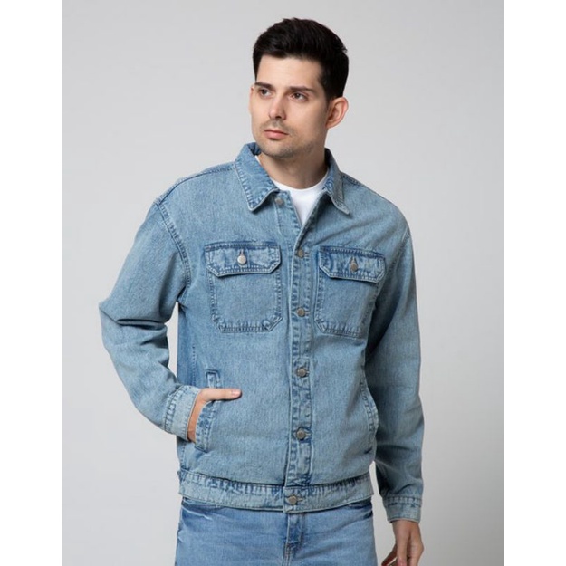 Nevada denim jeans jaket pria light blue dark blue