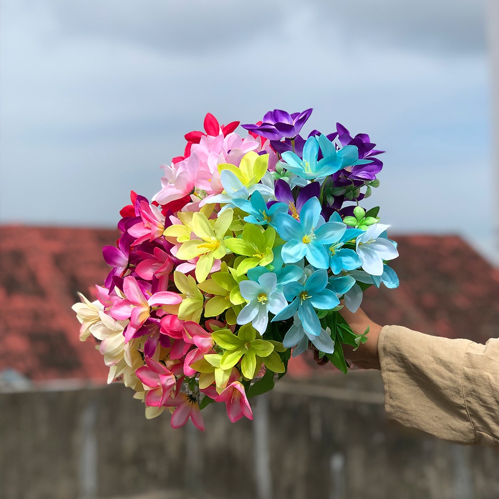 Bunga Bakung Lily Hias Tangkai Buket Plastik Ornamen Pajangan Hiasan Dekorasi Ruangan Artificial Flower Satu7an PBP150