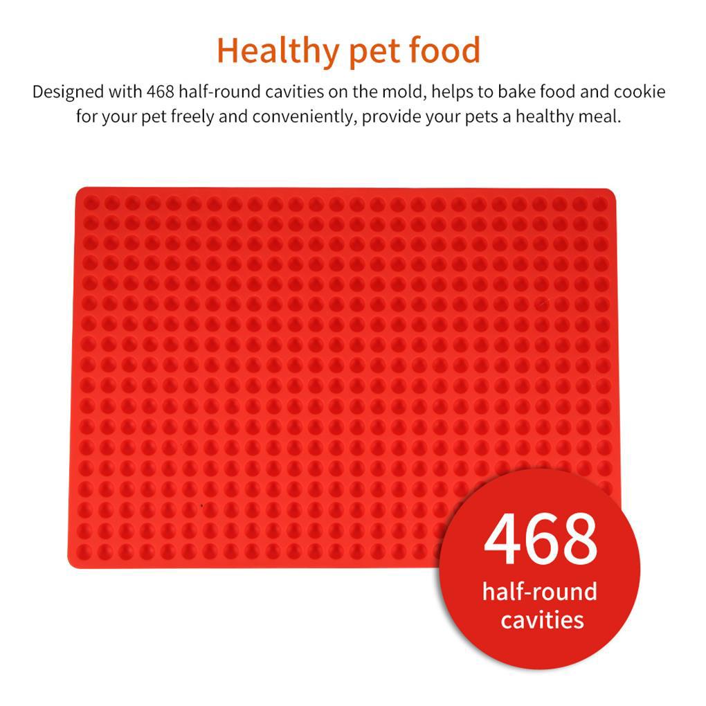 468rongga Mini Cetakan Makanan Hewan Peliharaan Silikon Fleksibel Bentuk Bulat Loyang Tapak Anjing Reusable Sheet Semi Sphere Cookies Mould