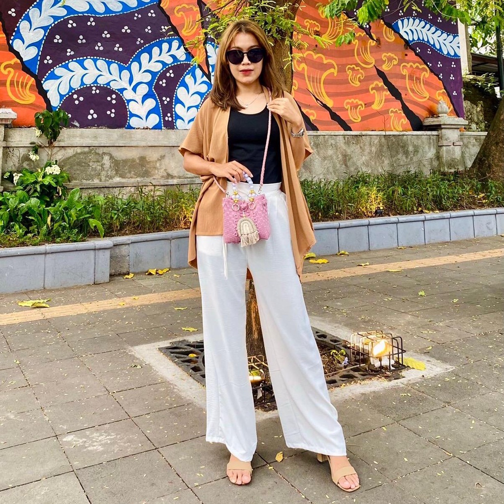 (Free Aksesoris Rainbow) Tas Mini Sultan Anyam Handle Mutiara Termasuk Selempang