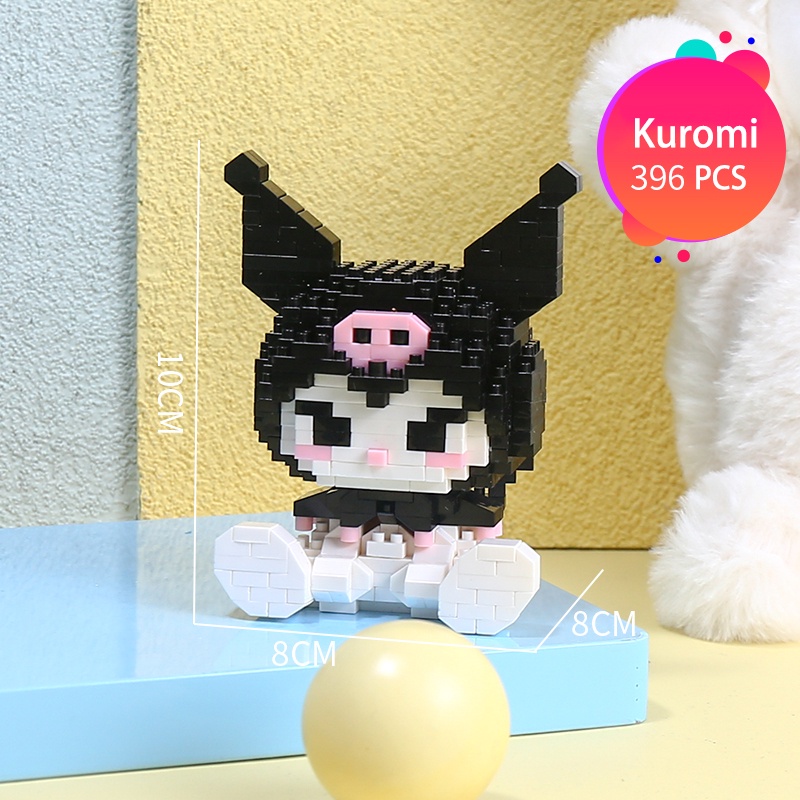 Hello Kitty Kuromi My Melody Partikel Kecil Blok Bangunan Sanrio Hadiah Dekorasi Puzzle Charmmy Kitty Seri Anak Perempuan Mainan Rakitan