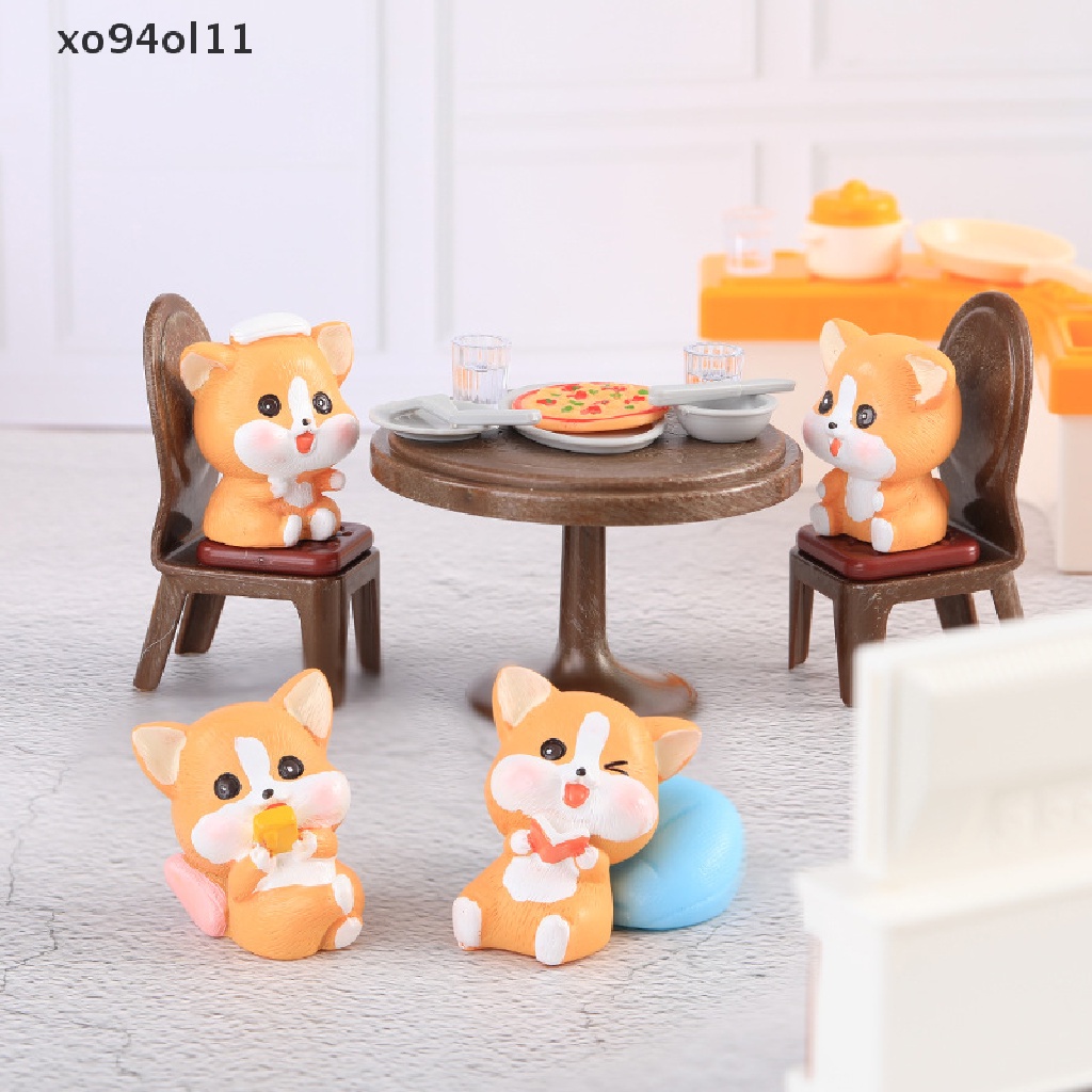 Xo Lucu Miniatur Anjing DIY Hadiah Kerajinan Ornamen Patung Taman Peri Chic Patung Lanskap Mikro Untuk Dekorasi Kue Desktop OL