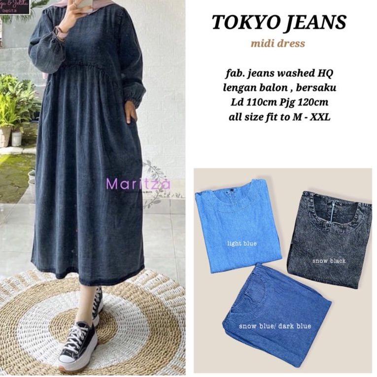 Recomended Midi Dress Jeans / Tokyo Jeans Midi Maritza / Tunik Long jeans Midi Dres Lepis Terbaru