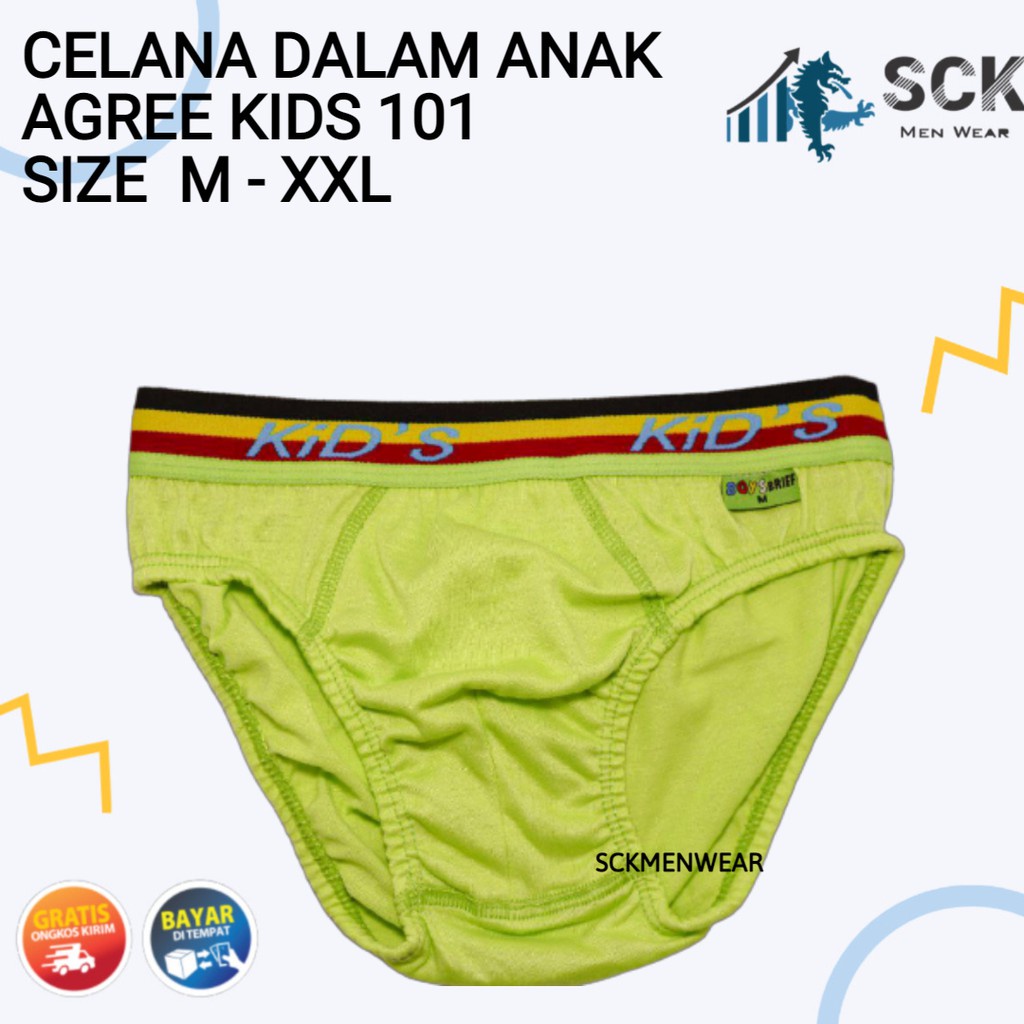 [ISI 3] CD Anak AGREE 101 Pinggang Karet  Melar / Celana Dalam AG101 Polos Model Boxer / Pakaian Dalam - sckmenwear GROSIR