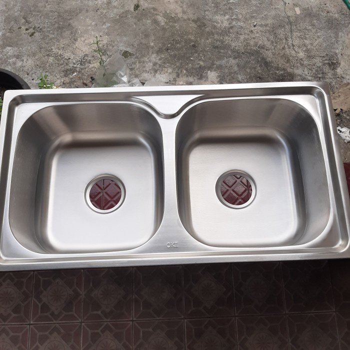 Terlaris Bak Cuci Piring 2 Lobang Stainless/ Rak Cuci Piring 2Lobang Murah Bcp
