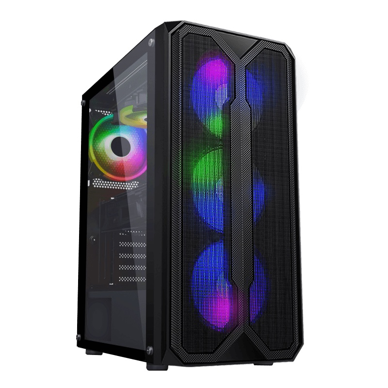 CUBE GAMING ARIA - ATX - LEFT SIDE TEMPERED GLASS - FRONT LED RGB - PSU COVER - FREE 3 PCS 12CM FAN