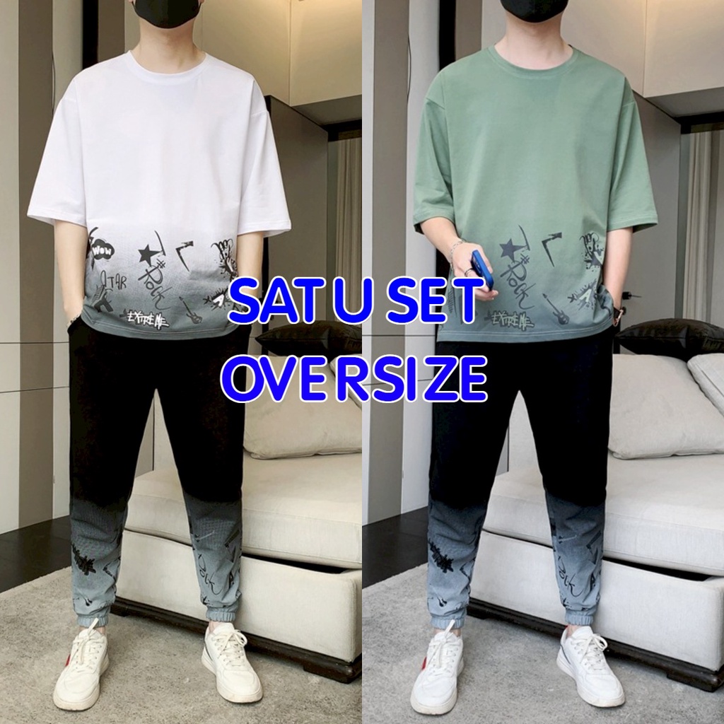 Asgard777 - Setelan Oversize ROCK STAR / baju panjang pria / baju cowok / celana jogger / celana panjang / celana cowok / setelan