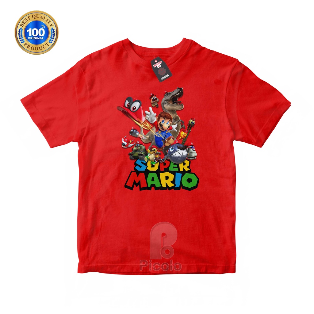 BAJU KAOS ATASAN ANAK MOTIF GAME/KARTUN SUPER MARIO UNISEX Bahan COTTUN (FREE NAMA)