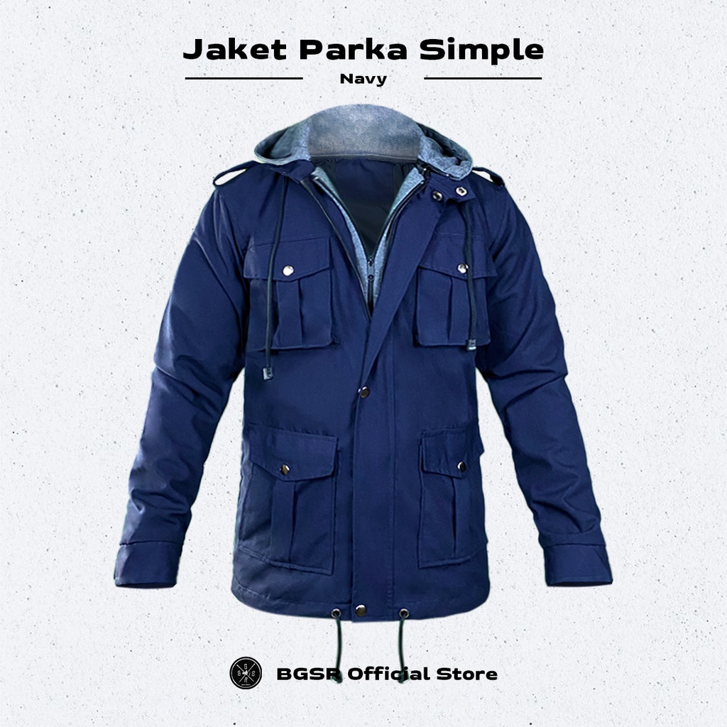 Jaket Parka Pria Long Coat Hoodie Jacket Canvas Tebal Simple Sleting