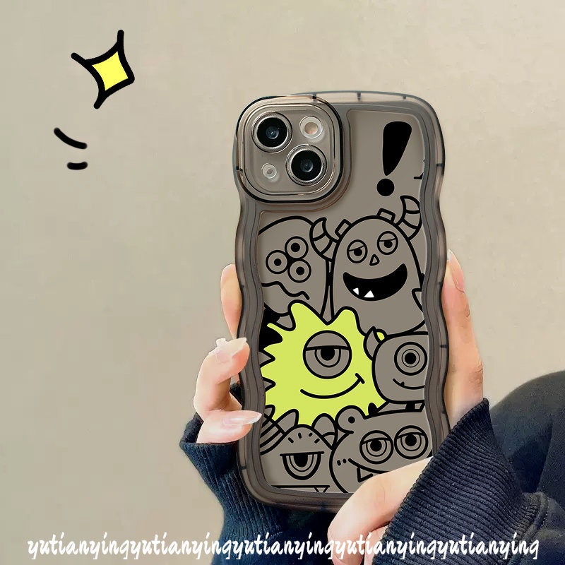 IPHONE Case Kompatibel Untuk Iphone11 13 14 12 Pro Max 7Plus 6 6s 8 7 Plus X XS Max XR SE 2020 14 Plus Kartun Lucu Monster Kecil Lembut Tpu Wavy Edge Phone Cover