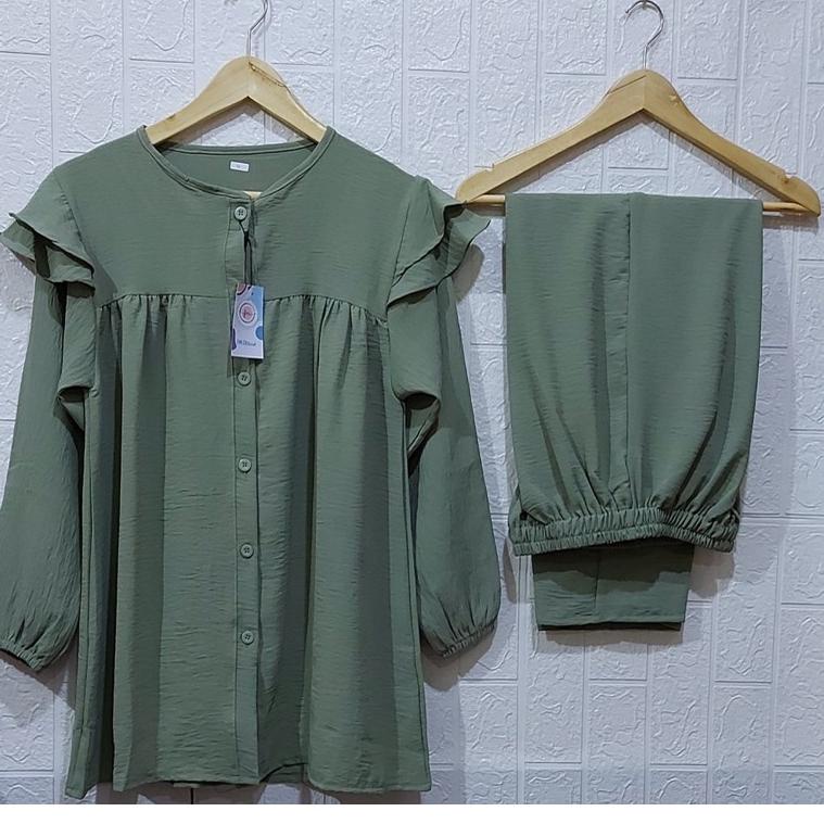 New Stock ONE SET RAYON CRINKLE AIRFLOW SETELAN // SETELAN RAYON CRINKLE AIRFLOW // DRESS RAYON // S