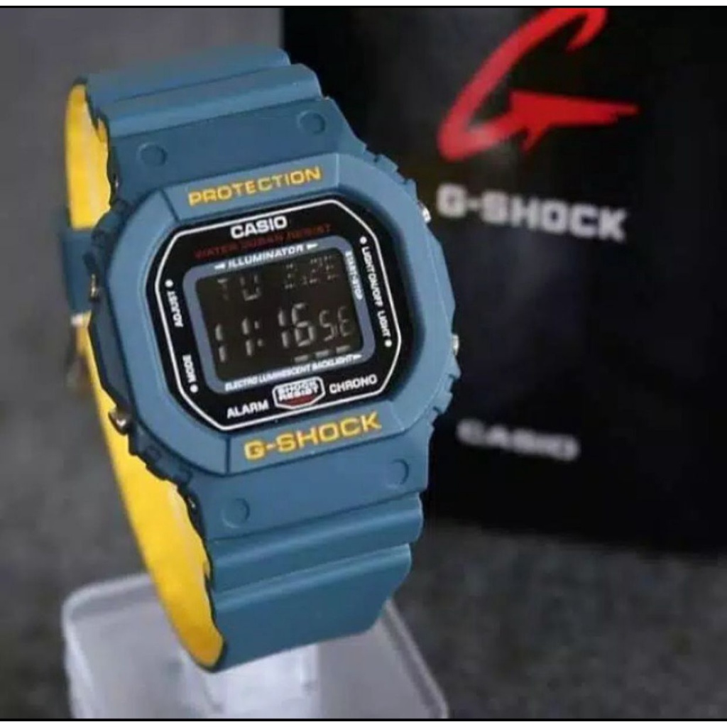 JAM TANGAN PRIA G SHOCK CASIO DW 5600 2WARNA TIMBAL BALIK HITAM MERAH BEST SELLER ANTI AIR