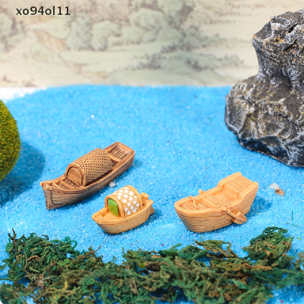 Xo Retro Patung Model Perahu Figure Mainan Kerajinan Resin Micro Hiasan Dekorasi Taman Terrariums Fish Decor Miniatur Rumah Kerajinan OL