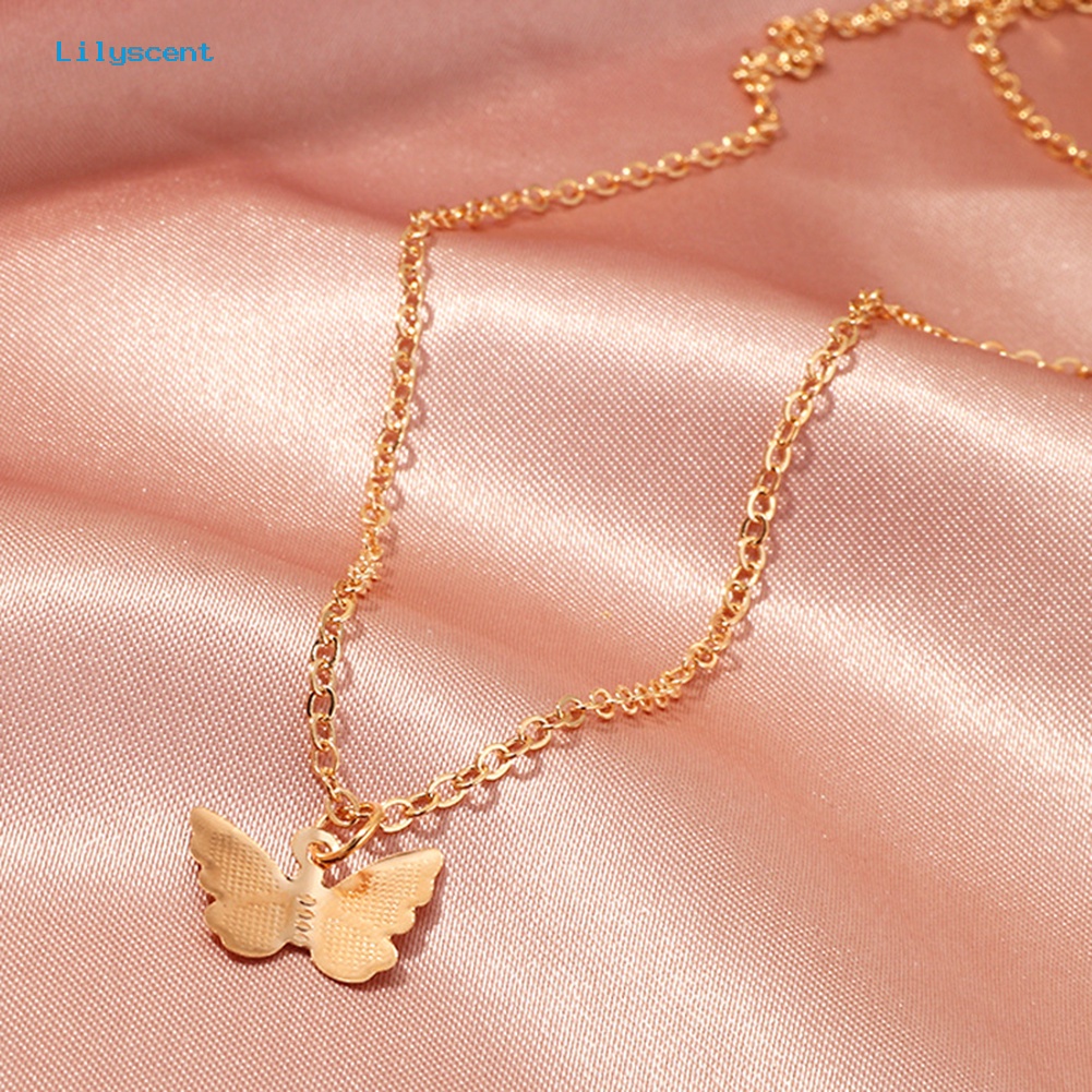 [LS] Fashion Lady Single Layer Butterfly Pendant Kalung Rantai Klavikula Perhiasan Hadiah