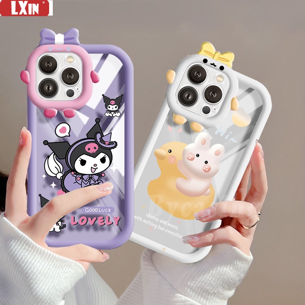 Cute Case OPPO A17 A17K A77s A57 A15 A95 A96 A12 A54 A16 A55 A16K A5s A3s A76 A74 A16E A7 A53 A52 A31 A5 A9 Reno 5F Good Luck Lensa Kuromi Bunny Monster Tahan Guncangan Bening Casing Hp