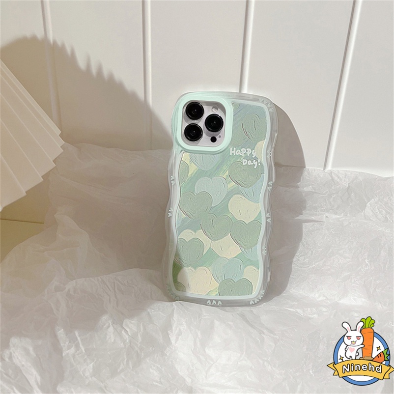 Soft Case Pelindung Motif Hati Warna Hijau Tahan Banting Untuk iPhone 14 13 12 11 Pro Max Xs Max X Xr 7 8 6 6s Plus SE 2020