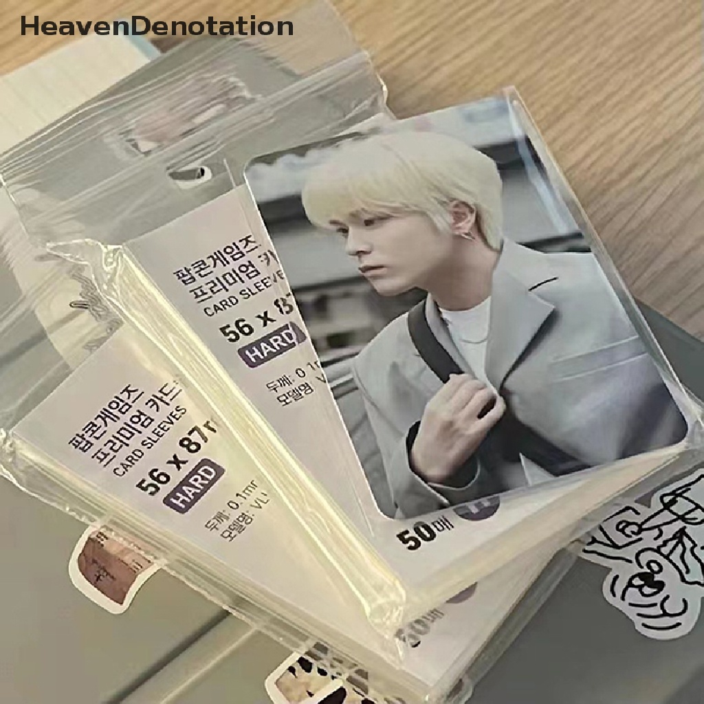 [HeavenDenotation] 50pcs Original Korea Card Sleeves Acid Free Hard 3inch Photocard Pelindung Film HDV