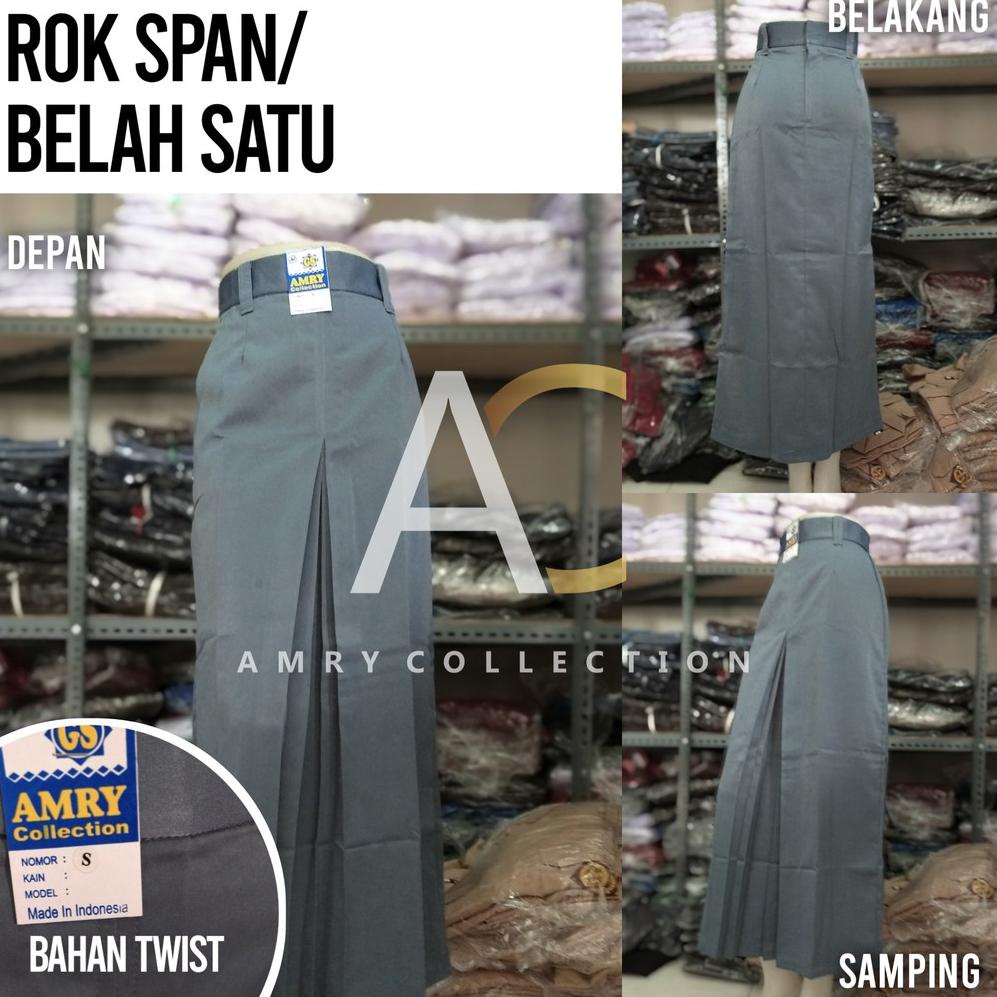 ✨11.11✨ Rok span Abu-abu SMA Rok panjang belah 1 Bahan Twist Kain licin Seragam sekolah