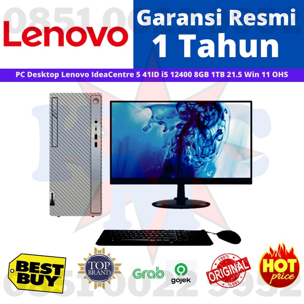 PC Desktop Lenovo IdeaCentre 5 41ID i5 12400 8GB 1TB 21.5 Win 11 OHS