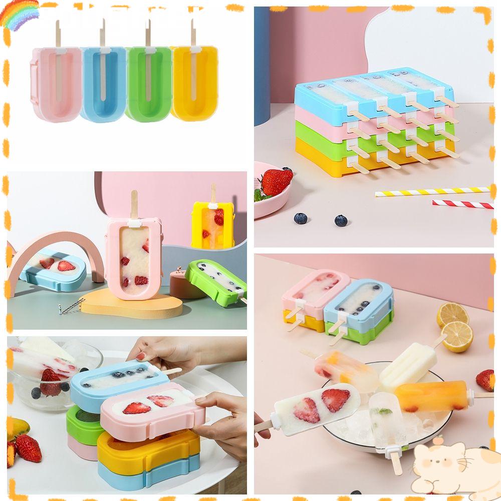 Solighter Ice Pop Maker 1per2per4 Sel Taman Rumah Nampan Coklat DIY Alat Kue Cetakan Es Loli Buatan Sendiri