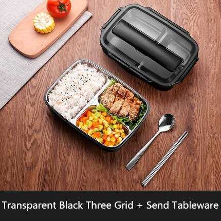 (BISA COD) FTIHSHP  Kotak Makan Bento Box 3 Grid 1000ml with Spoon &amp; Chopstick - OU1000