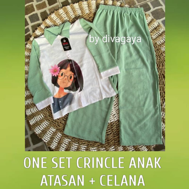 ONE SET CRINCLE ANAK ( ATASAN + CELANA )