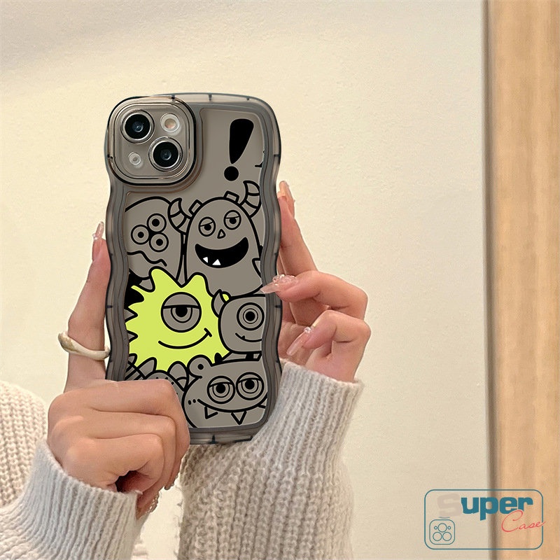 Case Untuk Oppo A15 A17K A17 A5s A3s A12 A16 A96 A57 A78 A54 A95 A7 A74 A16s A55 A76 A1k A77 A5 A9 A16K A77s A53 A52 Reno 8T 7Z 85f 6 Monster Kecil Kartun Wavy Edge Soft Sarung TPU