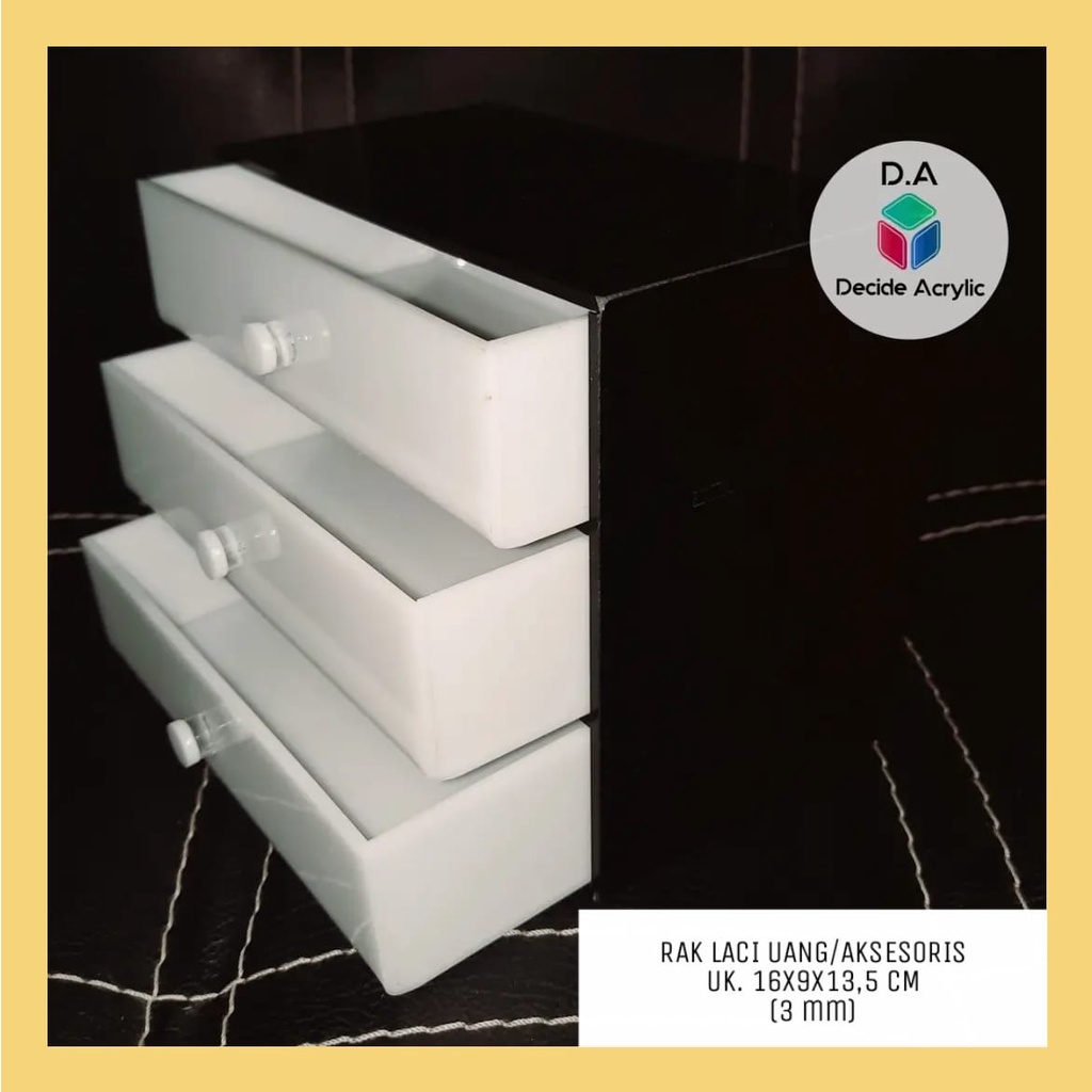 

Decide Acrylic Akrilik Organizer Rak Laci Uang Kosmetik Aksesoris Perhiasan 3 Susun Minimalis