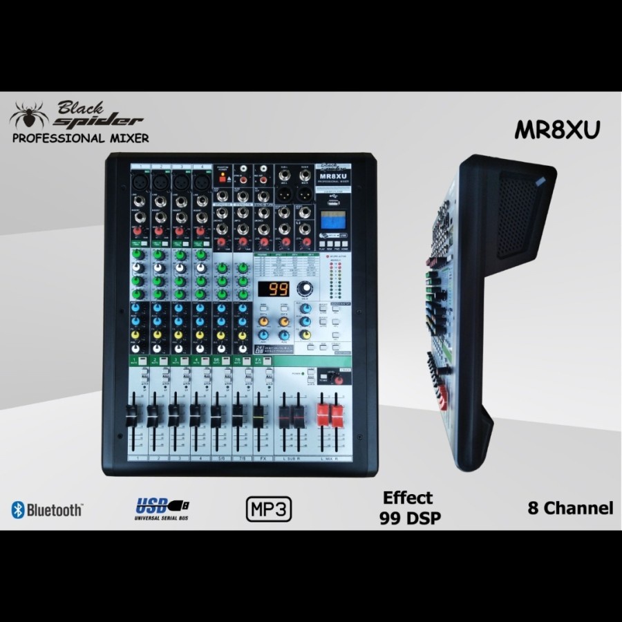 Mixer audio blackspider 8 channel mr8xu black spider mr 8xu original