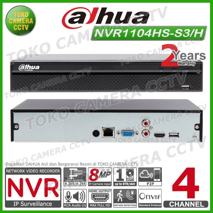 NVR DAHUA 4 CHANNEL NVR1104HS-S3/H NVR 4CH IP CAMERA