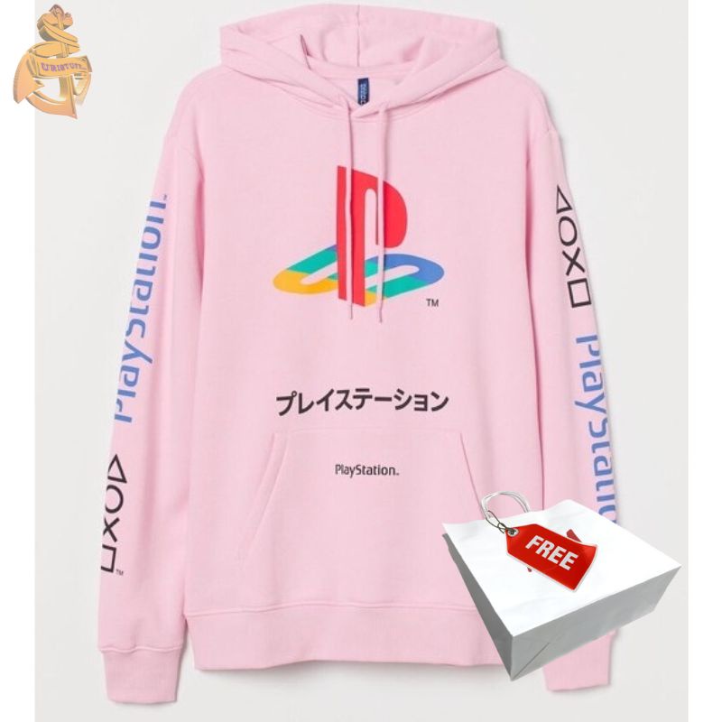 Hoodie Hnm Pria Wanita Cewek Pink Jaket H&amp;M Playstation Full Tag Free Paper Bag