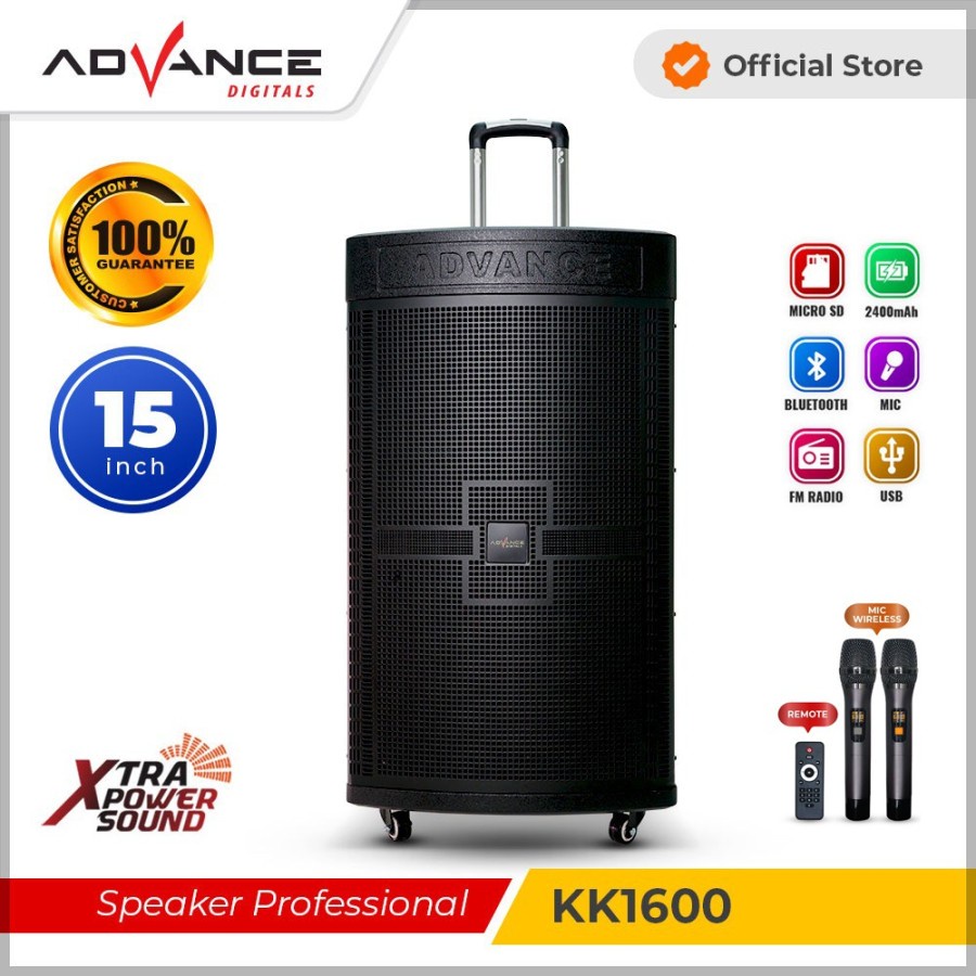 Speaker Portable Profesional Advance KK1600 KK-1600 15&quot; 2Mic / Speaker Meeting / Speaker Besar / Speaker Acara