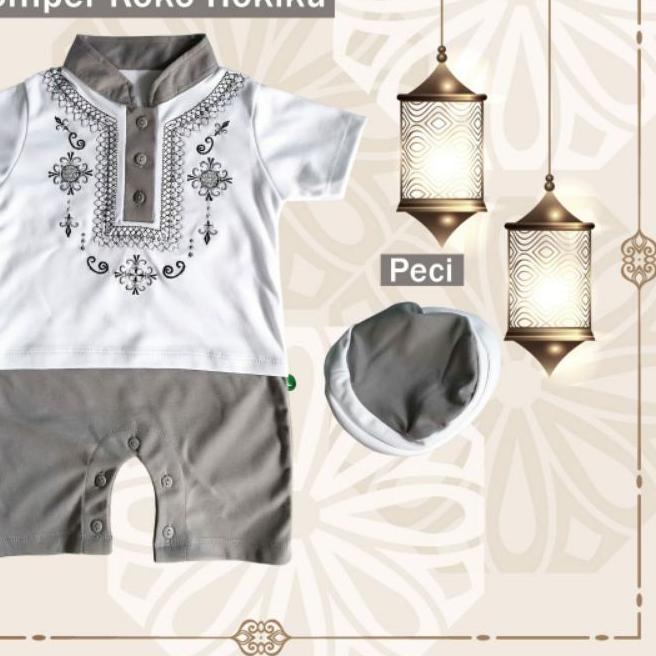 ✵ Pakaian Muslim Baju Koko Bayi HOKIKU SNI / Romper Bayi Peci PREMIUM ❃