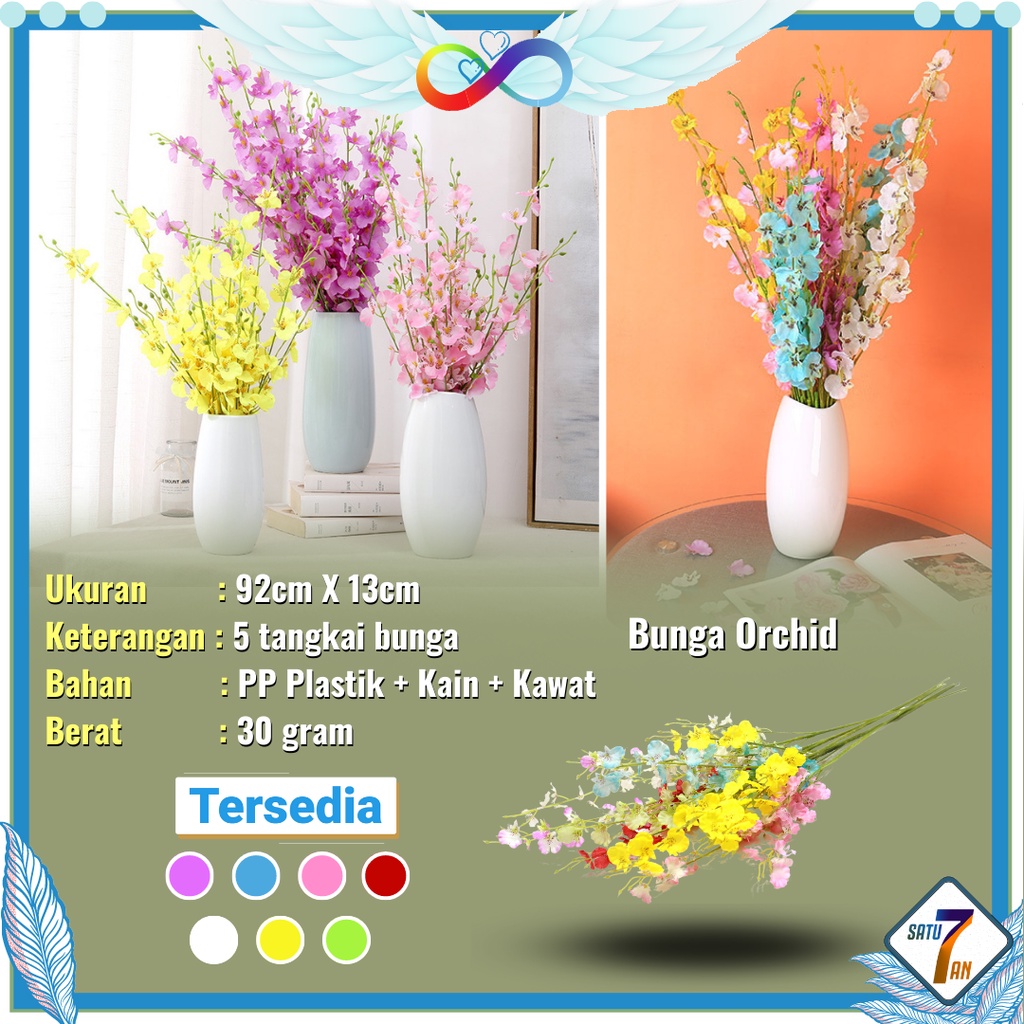 Bunga Orchid Hias Tangkai Buket Plastik Ornamen Pajangan Hiasan Dekorasi Ruangan Artificial Flower Satu7an PBP152