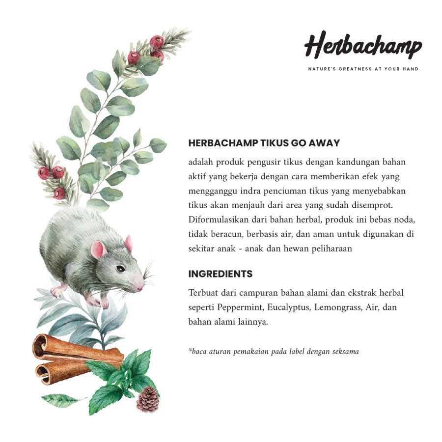 Herbachamp TIKUS GO AWAY / Rat Repellent Spray / Spray Pengusir Tikus / Anti Tikus