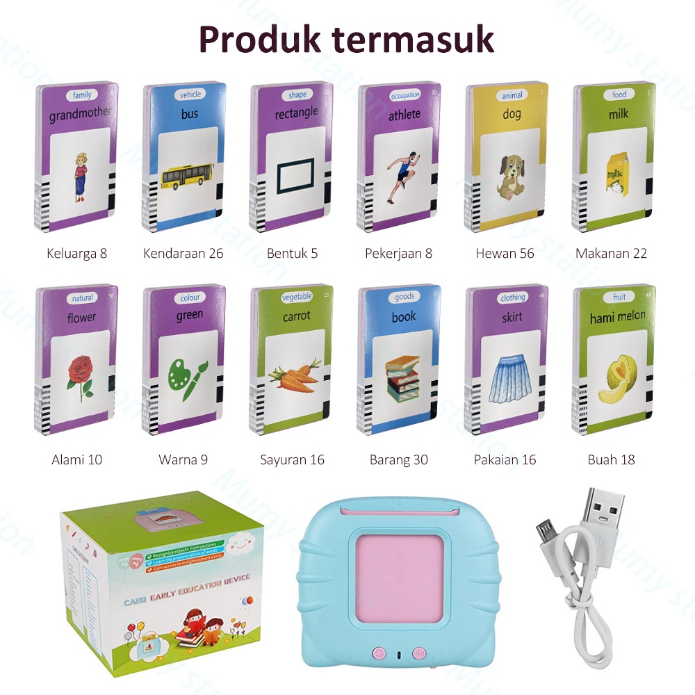 Mumystation Mainan Edukasi Flash Card Early Education Device Bahasa Inggris Flash Card Anak