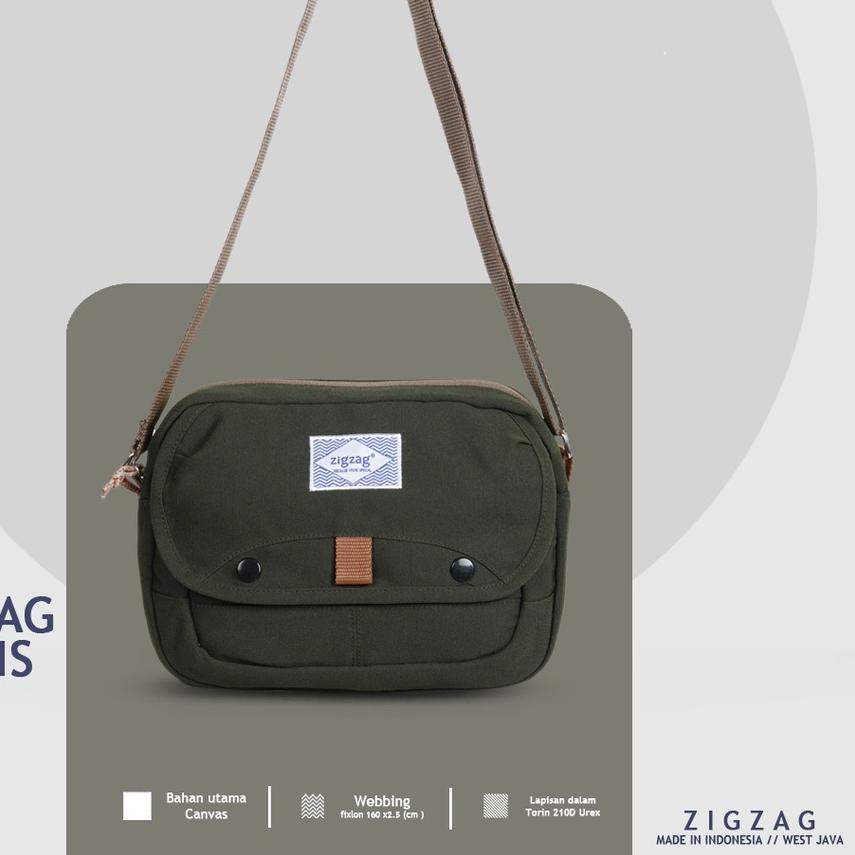 ➼ ZIGZAG Iris Green - Slingbag Pria / Tas Slempang Kanvas Premium ☝