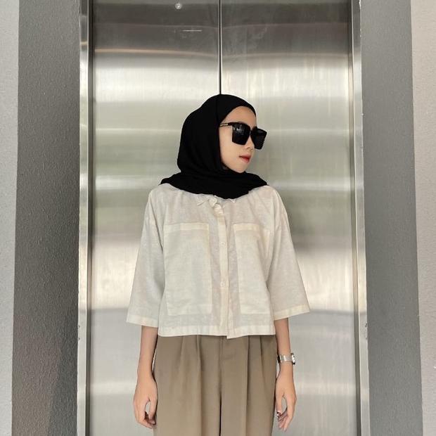 LANGSUNG KIRIM Rumah Polos Kemeja Crop Linen Pocket - Oversized Shirt Linen - Outer Crop Linen - Ata