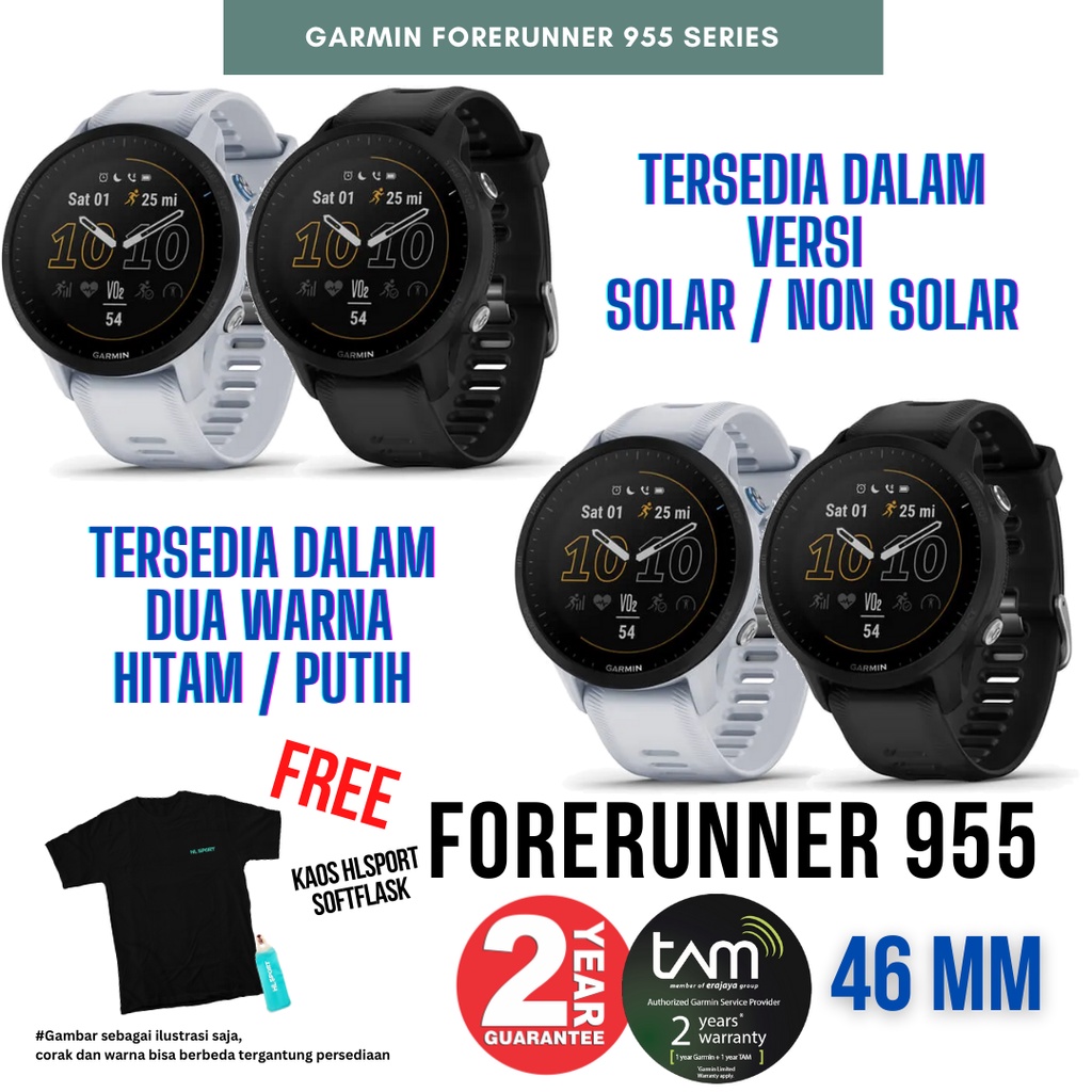 Garmin Forerunner 955 SOLAR Garansi TAM 2 Tahun Original Asli