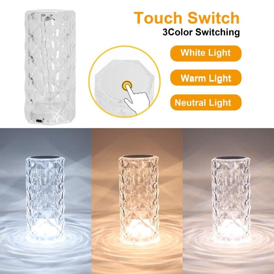 Lampu Meja Crystal LED Rose Diamond Touch Lampu tidur Hias Aesthetic Mewah table lamp Aesthetic Mewah LAMPU HIAS LAMPU MEJA