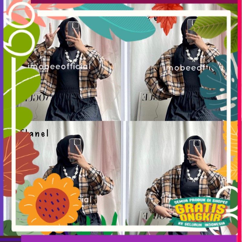 CAROLINE JACKET // JAKET TARTAN PARKA BUTTON KANCING // JAKET CROP OVERSIZE / kerja kuliah style