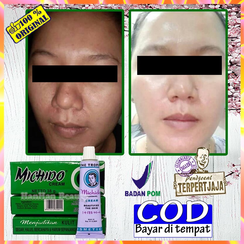 Cream Pemutih Kulit Wajah Glowing Whitening Michido Cream 38gr Cream Pelembab Wajah Krim Siang Malam