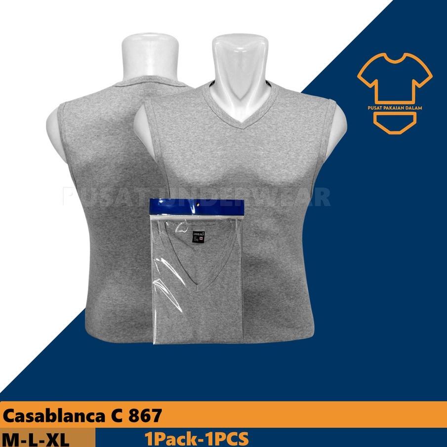 BISA COD - SLEVEELESS Pria CASABLANCA V-NECK C 867 | kaos dalam pria tanpa lengan Special