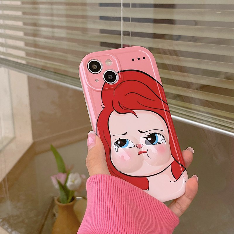 Pinch Face Mermaid Soft Case HP iP iPhone 14 Plus 11 12 13 Pro Max Nice Girl Casing Apple