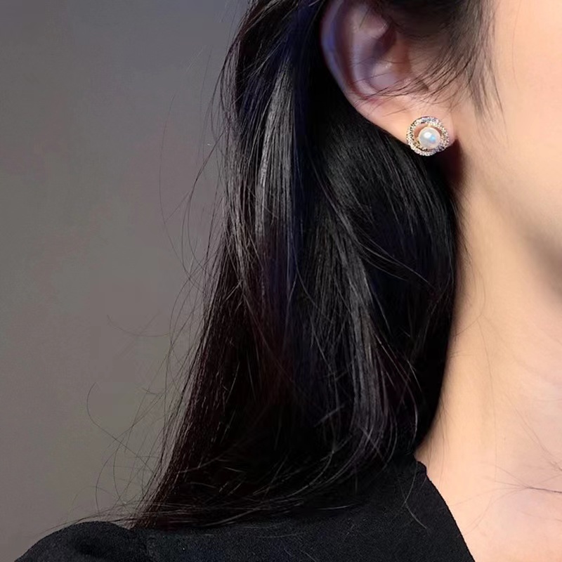 IFYOU Anting Tusuk Emas Mutiara Mewah Untuk Wanita Kristal Spiral Earring Aksesoris Fashion Perhiasan