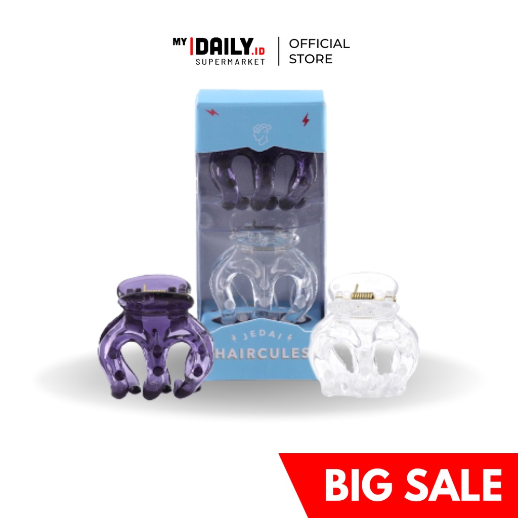 [myDaily.id] Jedai Haircules Jepit Rambut Gigi 3 Ukuran 3,5cm Transparan Bening Putih & Navy - Isi 2