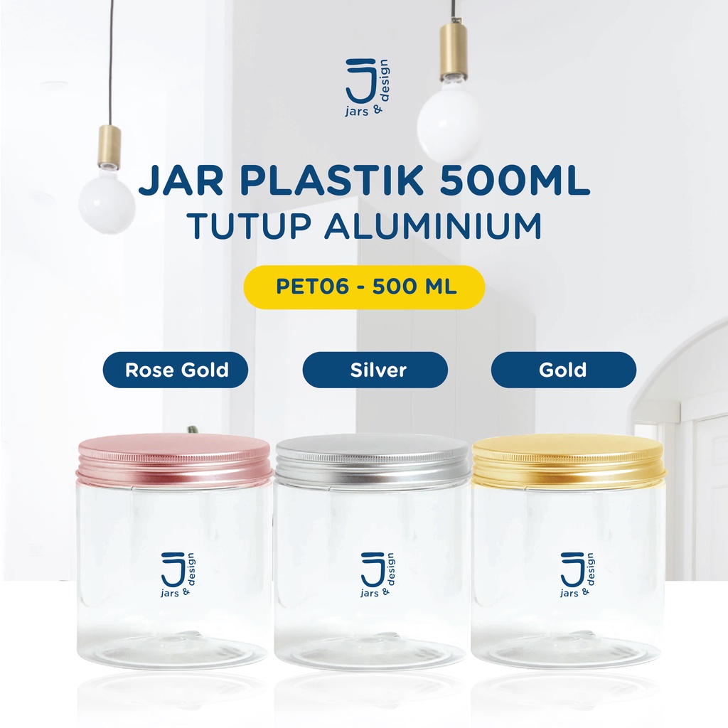 PET06 - Pet Aluminium Lid Rose Gold/Silver/Gold 500ml / Toples Plastik Tutup Aluminium 500ml