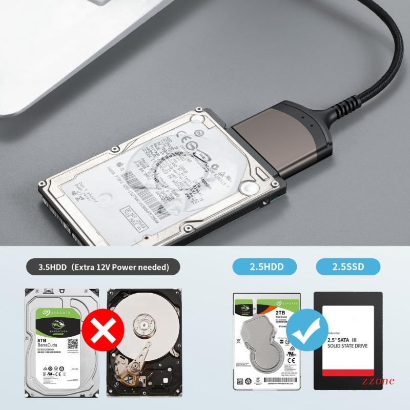 Zzz USB3.0 Tipe C Easy Drive Line to 3.0 Hard Disk Data Reader Untuk 2.5inch HDD SSD Adapter Kabel Aluminium Alloy -Shell