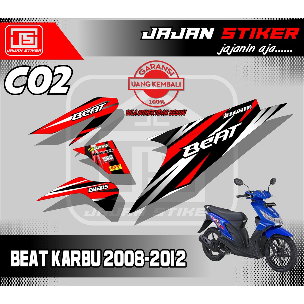 striping variasi beat karbu 2008 - 2012 simpel racing murah kode c02