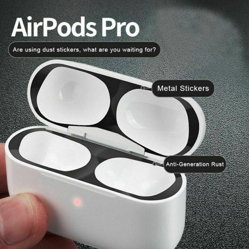 Untuk Apple Airpods Pro 2kotak Pengisian Earphone Tahan Debu Stiker Anti Debu Waterproof Metal Pelindung Debu Stiker Untuk Airpods3 2 1